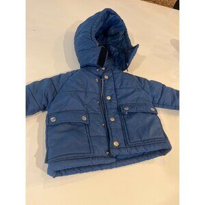 Vintage Toddler Boys 2T Blue Puffer Jacket With Hood By JCPenney